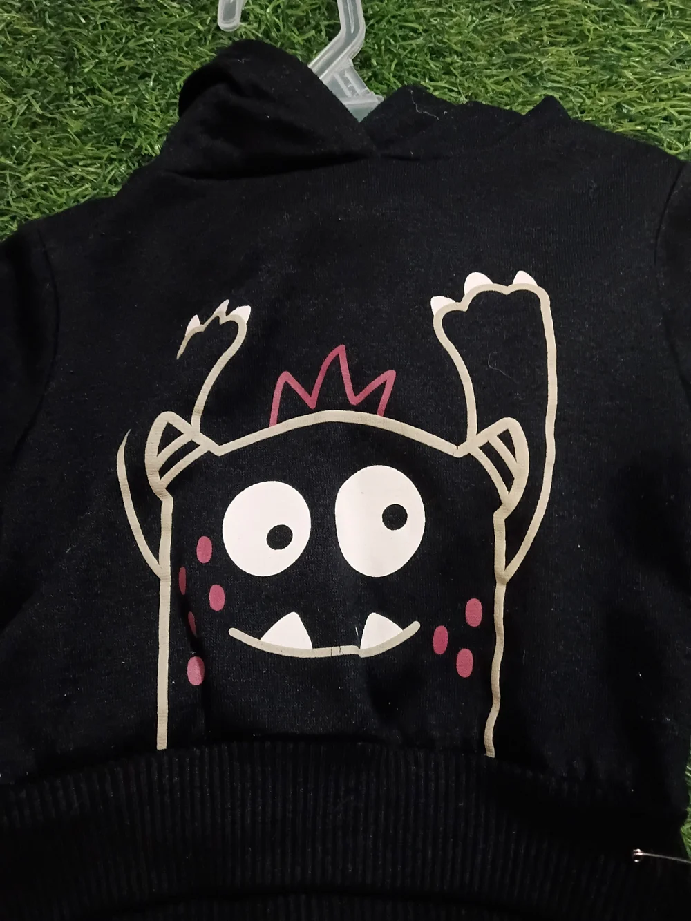 Kids Black Monster Hoodie and Gray Monster Print Joggers Set
